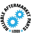 Logo of Reliable Aftermarket Parts with blue gears and text established in 2009.