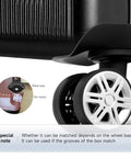 Close-up of 2 Pcs Replacement Luggage Wheels For Most Suitcases Durable Plastic 360 Degree Spinner Wheels with universal fit and four hole alignment
