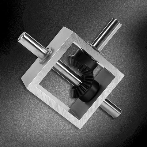Right Angle Bevel Gearbox 1 To 1 20 Teeth 1.25 Module 10mm Shaft Built For DIY with metal casing and visible shafts