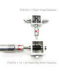 PGFUN 1:1 right-angle bevel gearboxes with two aluminum housings and 6mm shafts