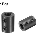 Rigid shaft coupling with a 3/8 inch bore, 3/4 inch outer diameter, and 1 inch length uses two set screws, pack of 2