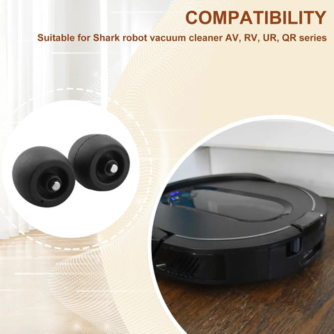 Replacement Front Caster Wheel 2 Pack For Robot Vacuum Models R101AE RV1001AE UR1100SRUS AV1002AE AV1010AE RV100AE shown with vacuum