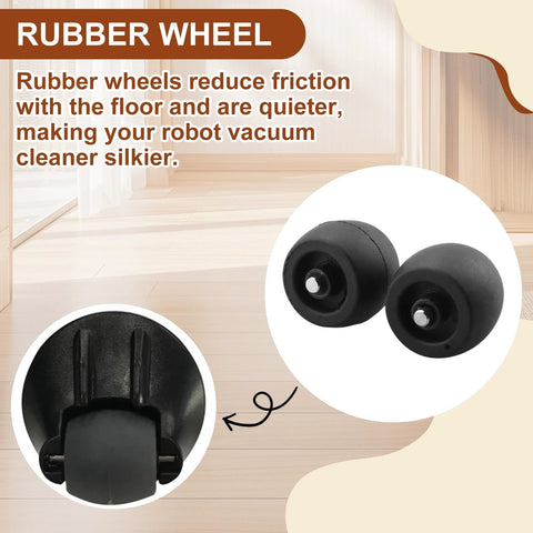 Replacement Front Caster Wheel 2 Pack For Robot Vacuum Models R101AE RV1001AE UR1100SRUS AV1002AE AV1010AE RV100AE shown with rubber wheels
