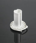 Front view of white plastic Roller Shade Clutch - Compatible with 1.5” (38mm) Shade Tubes, Ideal for Roller Shades on black background.
