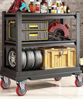 Cart on Five Inch Locking Swivel Caster Wheels Set Of Four With One Half Inch By Thirteen Threaded Stem And One And One Half Inch Length