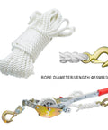 Rope Puller With 98 Ft 0.6 Inch Polyester Rope, Three Quarter Ton Load Capacity, Aluminum Alloy Gears, Two Hooks