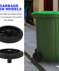 Trash Can Wheels Replacement Set 7 Inch Rubber Casters For Garbage Bins And Outdoor Waste Containers next to green bin