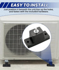 Outdoor AC unit with 4 Pack Rubber Vibration Isolator Mounting Brackets With Honeycomb Gasket Pads installed