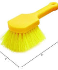 Rubbermaid Commercial 8" Utility Scrub Brush Plastic Handle Synthetic Bristles shown with dimensions for heavy-duty cleaning.