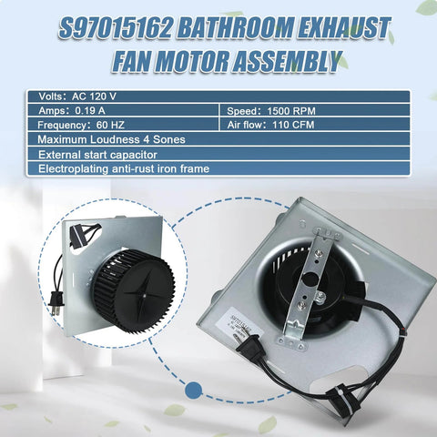 S97015162 Motor Upgrade Assembly for Broan NuTone Bathroom Exhaust Fans with 8" x 8-1/4" Housing