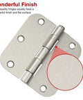 30 Pack Rounded Satin Nickel Door Hinges Three Point Five Inch Interior Five Eighth Inch Radius Corners Brushed Nickel Finish