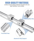 Image of SBR16 1200mm Linear Rail Guide with SBR16UU Slide Ball Bearing Blocks, pre-drilled holes, and aluminum alloy support.