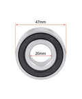 Front view of sealed angular contact ball bearing 20x47x20.6mm designed for general use, showing dimensions on rotating shafts.