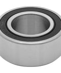 Close-up of four sealed double row angular contact ball bearing 30mm bore by 55mm outer and 23mm wide with dual rubber seals