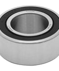 Four sealed double row angular contact ball bearings 30mm bore by 55mm outer and 23mm wide, close-up front view