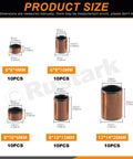 Diagram of 50Pcs Five Sizes Sleeve Bearings, Self Lubricating Plain Bearings, includes sizes 6x8x4mm, 6x8x10mm, 8x10x6mm, 8x10x15mm, 12x14x20mm