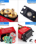 20KG Servo Motor High Torque Digital Servo Metal Gear Waterproof for 1/8, 1/10 RC Model DIY Car Robot, DS3218, Control Angle 270 Degree (4 Pack), showcasing metal gears and reinforced bearings.