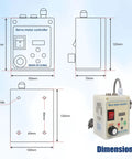 750W Permanent Magnet Brushless Servo Motor Speed Controller dimensions with side and front views