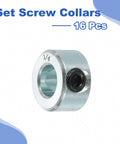 16pcs Set Screw Collars 1/4" Bore Carbon Steel Shaft Collars, 1/2" OD, 5/16" Width Lock Axle Collar Clamp for Linear Rod Shaft Guide