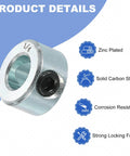 16pcs Set Screw Collars 1/4" Bore Carbon Steel Shaft Collars, 1/2" OD, 5/16" Width Lock Axle Collar Clamp, zinc plated