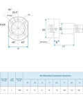 Technical diagram for SFU1204 Ball Screw Assembly 12mm Diameter 4mm Lead 550mm Length with ball nut dimensions