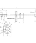 Technical drawing of SFU1605 450mm Ball Screw Kit with Nut Housing Bracket and End Supports BK BF10 for CNC machines.