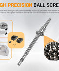 SFU1605 Ball Screw Kit 1200mm with nut coupler, BK BF12 end supports, and nut housing for CNC machines