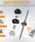SFU1605 Ball Screw Kit 1200mm with Nut Coupler BK BF12 End Supports and Nut Housing for CNC Machines components diagram