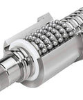 Close-up of SFU1605 RM1605 ball screw assembly with metal deflector ball screw nut, showing 16mm diameter and precise machining for CNC use.