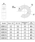 Technical diagram of Shaft Collar for SBR20 Linear Rail Stop, 20mm Bore 40mm OD 12mm Thickness Aluminum Alloy Anodized Clamp-On.