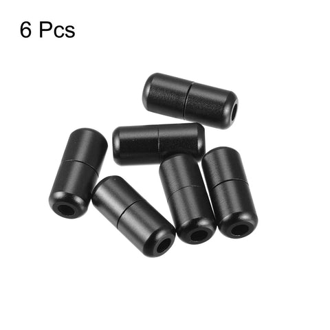 Shoelace Locks Buckle, 8 x 18mm Aluminum Elastic No Tie Shoe lace Turnbuckle, Glossy Black 6 Pcs, arranged in a group