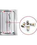 Shower enclosure with focus on 4 Pcs Shower Door Rollers Set 20mm Diameter For Glass Sliding Doors Replacement, showing roller details.