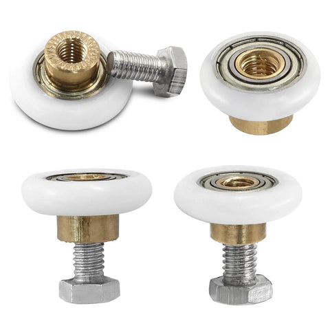 25mm Shower Door Rollers 4PCS Replacement Set for Bathroom Glass Sliding Doors with Smooth Quiet Runners Copper Stainless Steel and Plastic Wheels Easy Install with Screws