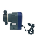 Side view of Precision Controls Diaphram Metering Chlorine Chemical Water Pump -31.6 GPD, 150 PSI - 115 Volt with power cord.