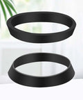 Two black silicone seal ring washers for 1.5 inch drain pipes on a light background.
