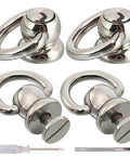 4 Pieces D Rings For Brass Rivets Rotatable 360 Degree Strap Hardware Ball Button Studs Chicago Screws Silver