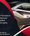 Car with PARTSYNERGY branding promoting car replacement parts and OEM compatibility.