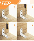 Installation steps of ✝️ 24PCS Silver L Bracket Corner Sets 90 Degree Corner Brace Right Angle Bracket Metal Stainless Steel for Wood