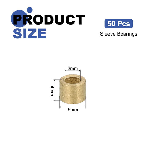 Self Lubricating Sintered Bronze Sleeve Bearings 3mm Bore 5mm OD 4mm Length Pack Of 50 Pcs with size diagram