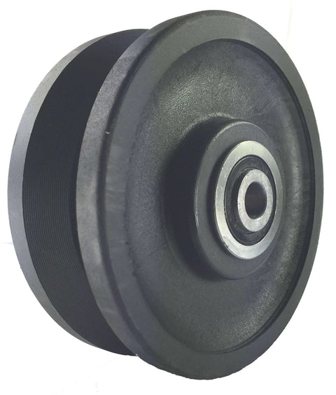 Sliding Barn Door Nylon Wheel Kit 4"x1.5" - Extra Quiet and Smooth, black nylon wheel side view with maintenance-free ball bearings visible.
