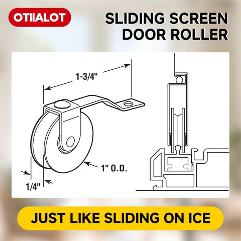 Diagram of 4 Pack Sliding Screen Door Rollers Replacement with Tension Spring and 1 Inch Steel Ball Bearing Wheels Fits B638 B687 B639