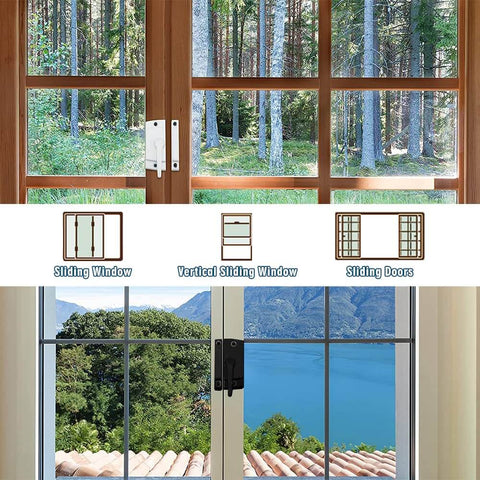 White Sliding Window Sash Locks 2 Pack Cam Action Sash Lock For Double Hung Windows, installed on sliding wooden window