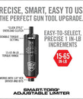 Smart-Torq Adjustable 15–65 in-Lb Torque Limiter with Click-Style Overload Clutch, lockable setting, for 1/4" hex drivers