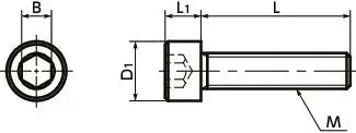 Technical diagram of ✝️ SNSL-M4-5 NBK Socket Head Cap Screws - SUS316L- Pack of 5 - Made in Japan designed for smooth motion and stable alignment.