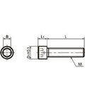 Technical diagram of SNSS-M5-12-SD NBK Socket Head Cap Screws - Small Head - Pack of 10, showing dimensions and design details.