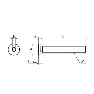 Technical drawing of SSHS-M6-40-FT NBK Socket Head Cap Screw, special low profile, full thread, dimensions and specifications shown.