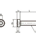 Technical diagram of SLH-M8-25-SD NBK Socket Head Cap Screws - Low & Small Head- Pack of 10 - Made in Japan showing dimensions.