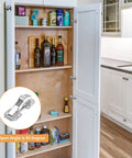 4 Pack 90 Degree Soft Close Surface Mount Spring Hinges With Easy Install No Pre Drilled Noiseless Frameless Concealed Kitchen Cabinet Hinges installed in cupboard