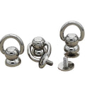 Solid Brass Ball Studs 6 Pack 360 Degree Rotating Leather Rivets With D Ring And Chicago Screw Back, shiny silver finish