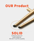 Close-up of modern 5 pack round polished brass kitchen drawer knobs, bright gold cabinet pulls with solid construction.